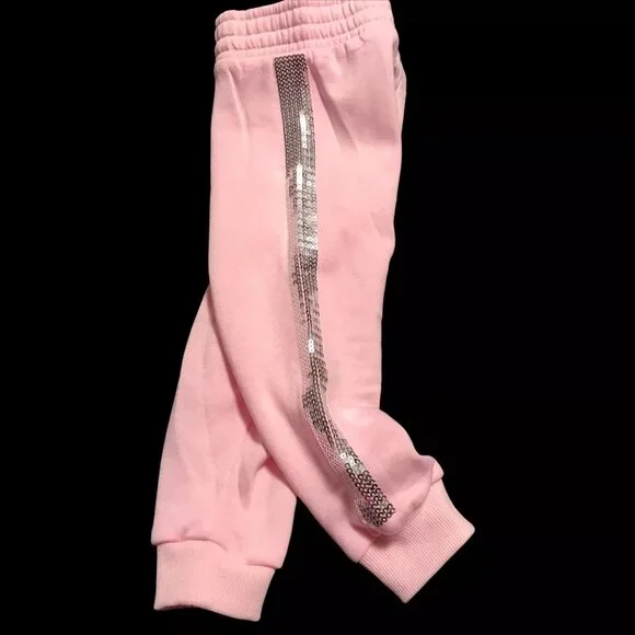 Btween‎ Baby Girls Leggings Fleece Hoodie Outfit Set Sz 24 Months Pink/Silver - Picture 4 of 10
